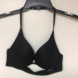 NWOT VS 34B Black Plunge Halter Bra